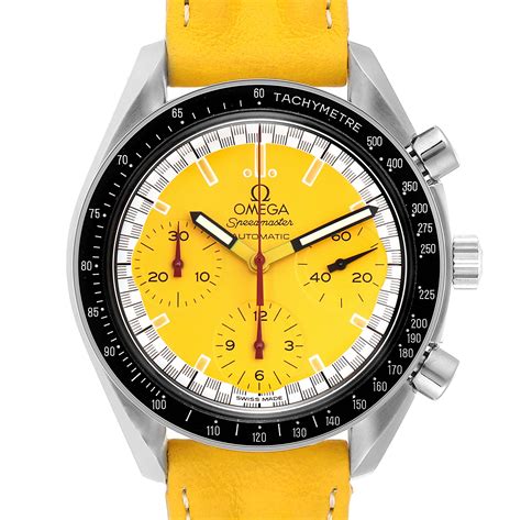 omega speedmaster yellow dial|Omega Speedmaster white side.